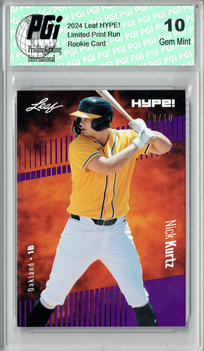 Nick Kurtz 2024 Leaf HYPE! #149 Purple SP Just 10 Made Rookie Card PGI 10