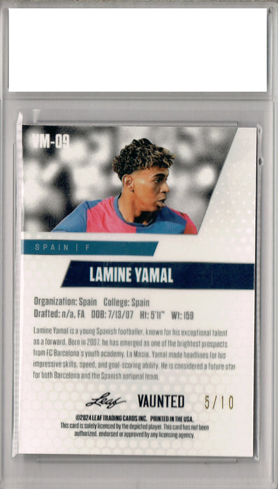 Lamine Yamal 2024 Leaf Vaunted Metal #VM-09 Pink 10 Made Rookie Card PGI 10