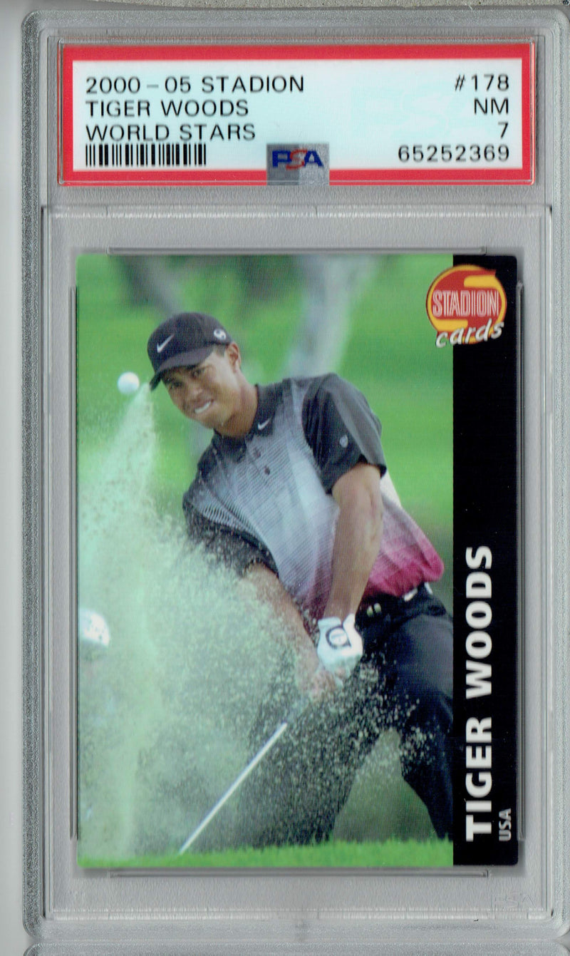 PSA 7 NM Tiger Woods 2000 Stadion #178 Rookie Card World Stars