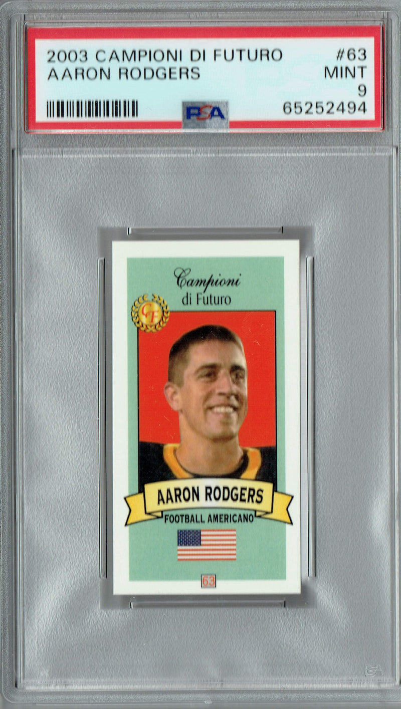 PSA 9 MINT 9 Aaron Rodgers 2003 Campioni Di Futuro #63 Rookie Card