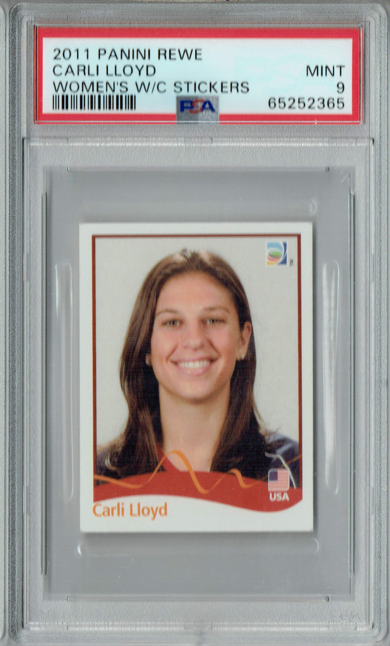 PSA 9 MINT Carli Lloyd 2011 Paini Rewe #NNO Rookie Card Women's W/C Stickers