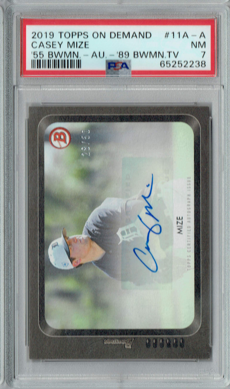PSA 7 Casey Mize 2019 Topps Demand #11A Rookie Card 55 Bowman-AU-'89 TV #28/50