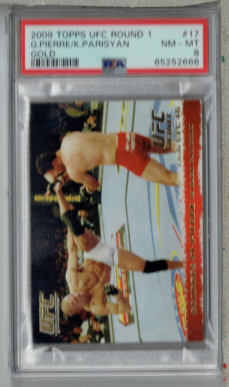 PSA 8 NM-MT Georges St. Pierre 2009 Topps UFC Round 1 #17 Rookie Card Thick GOLD