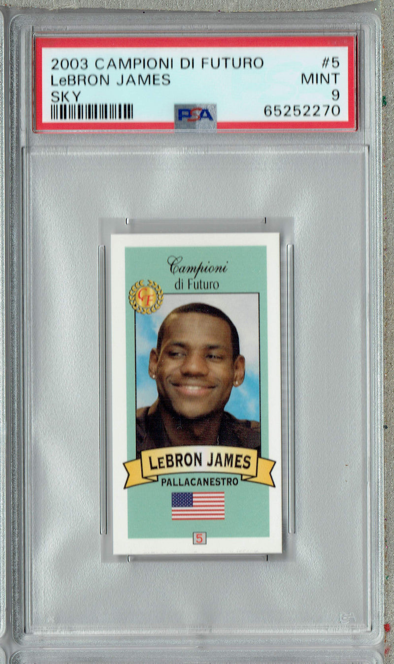 PSA 9 MINT Lebron James 2003 Campioni Di Futuro #5 Rookie Card Blue Sky