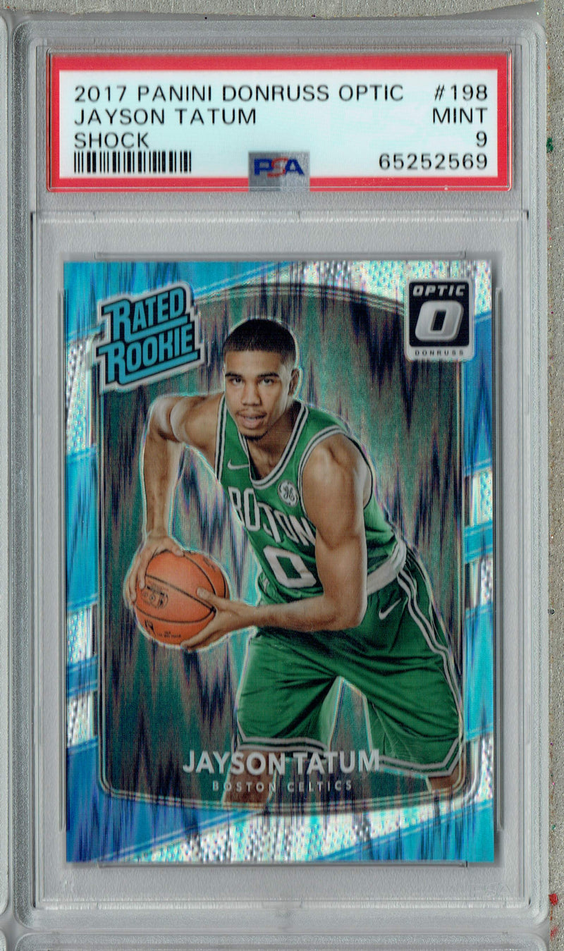 PSA 9 MINT Jayson Tatum 2017 Panini Donruss Optic #198 Rookie Card Shock