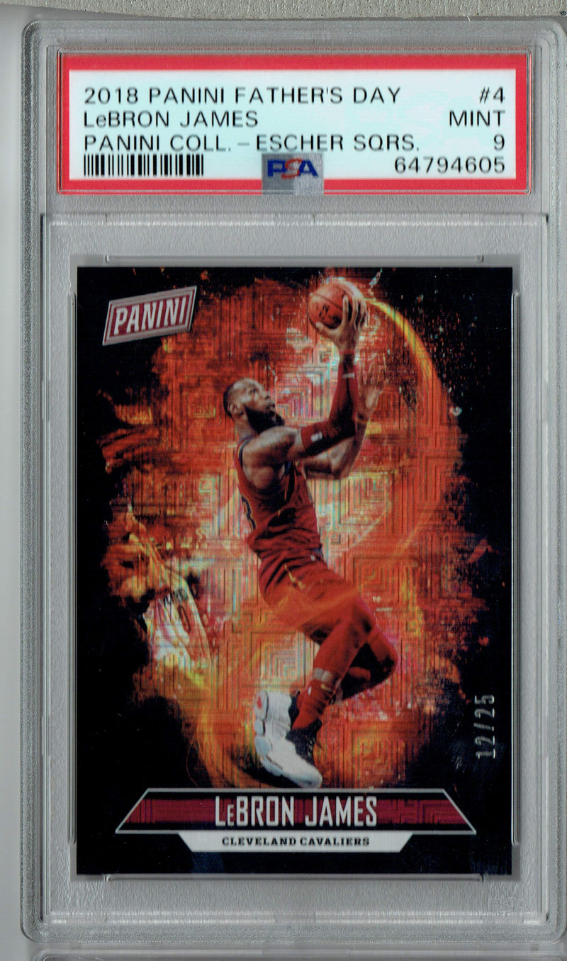 PSA 9 Lebron 2018 Panini Father's Day #4 Rare Trading Escher Squares #12/25