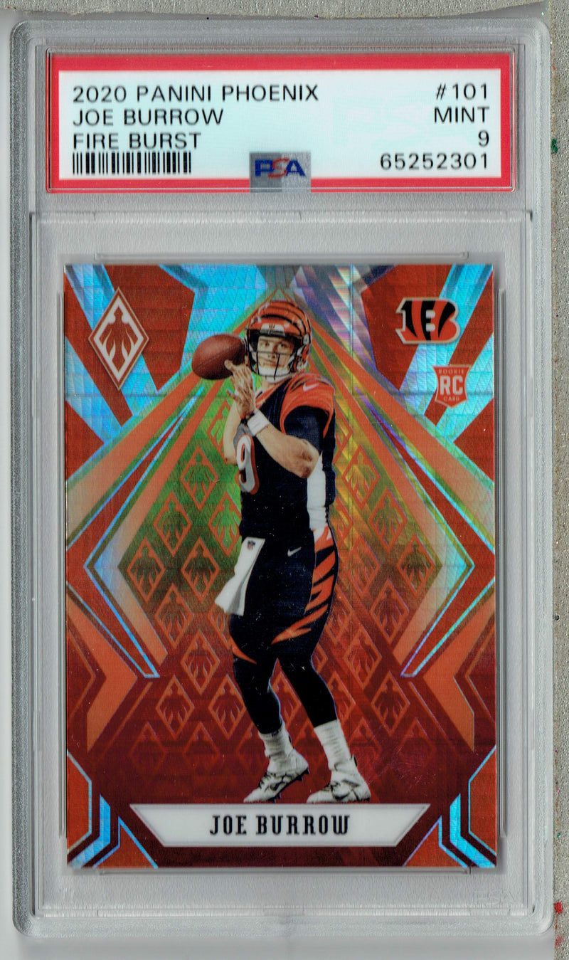 PSA 9 MINT Joe Burrow 2020 Panini Phoenix #101 Rookie Card Fire Burst