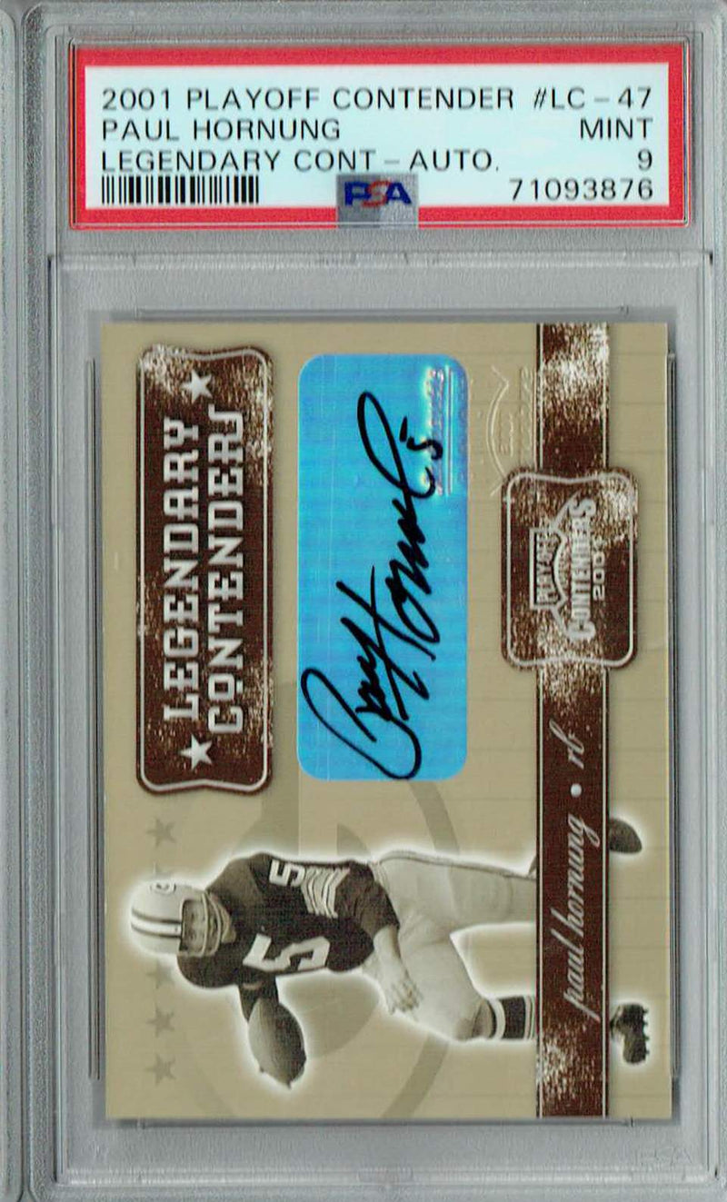 PSA 9 Paul Hornung 2001 Playoff Contender #LC-47 Card Lengendary Cont.-Auto