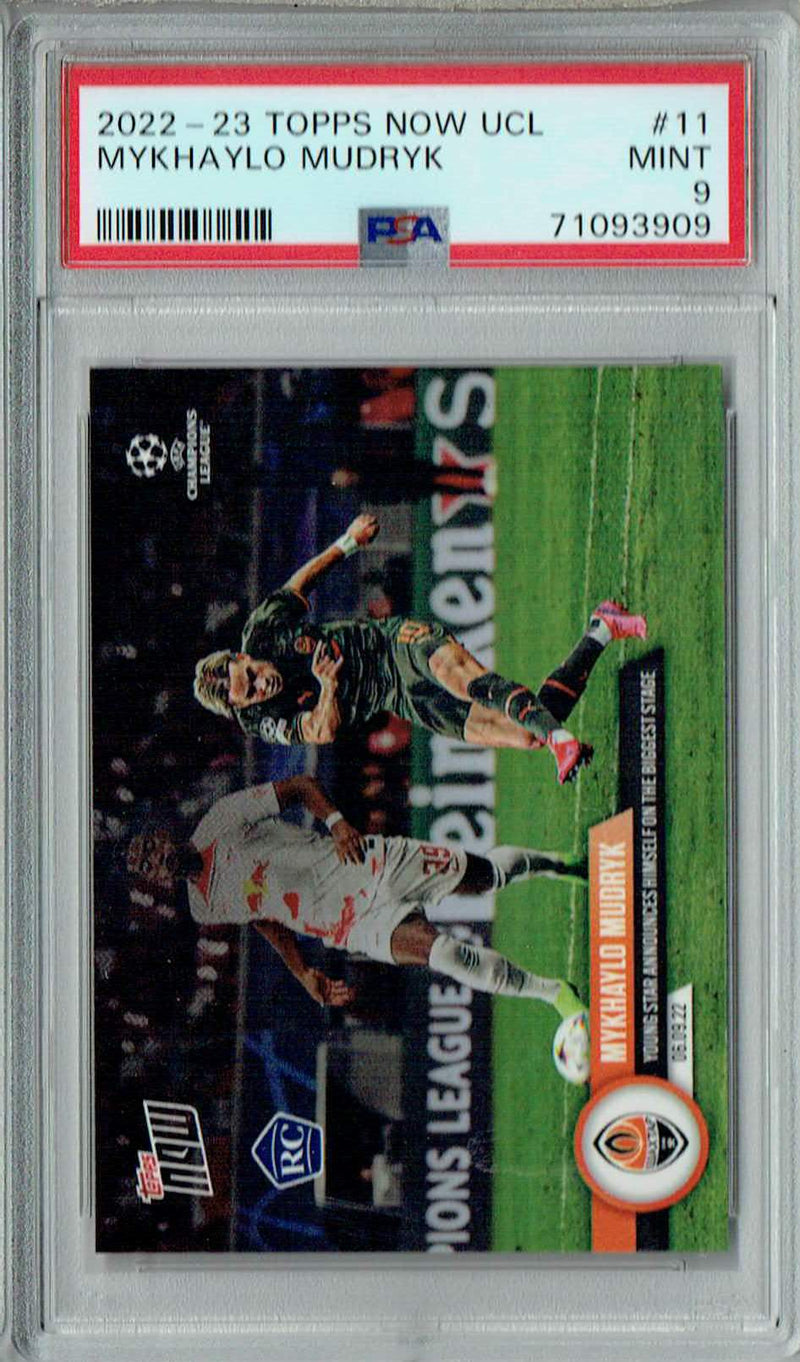 PSA 9 MINT Mykhaylo Mudryk 2022 Topp Now UCL #11 Rookie Card Ukraine