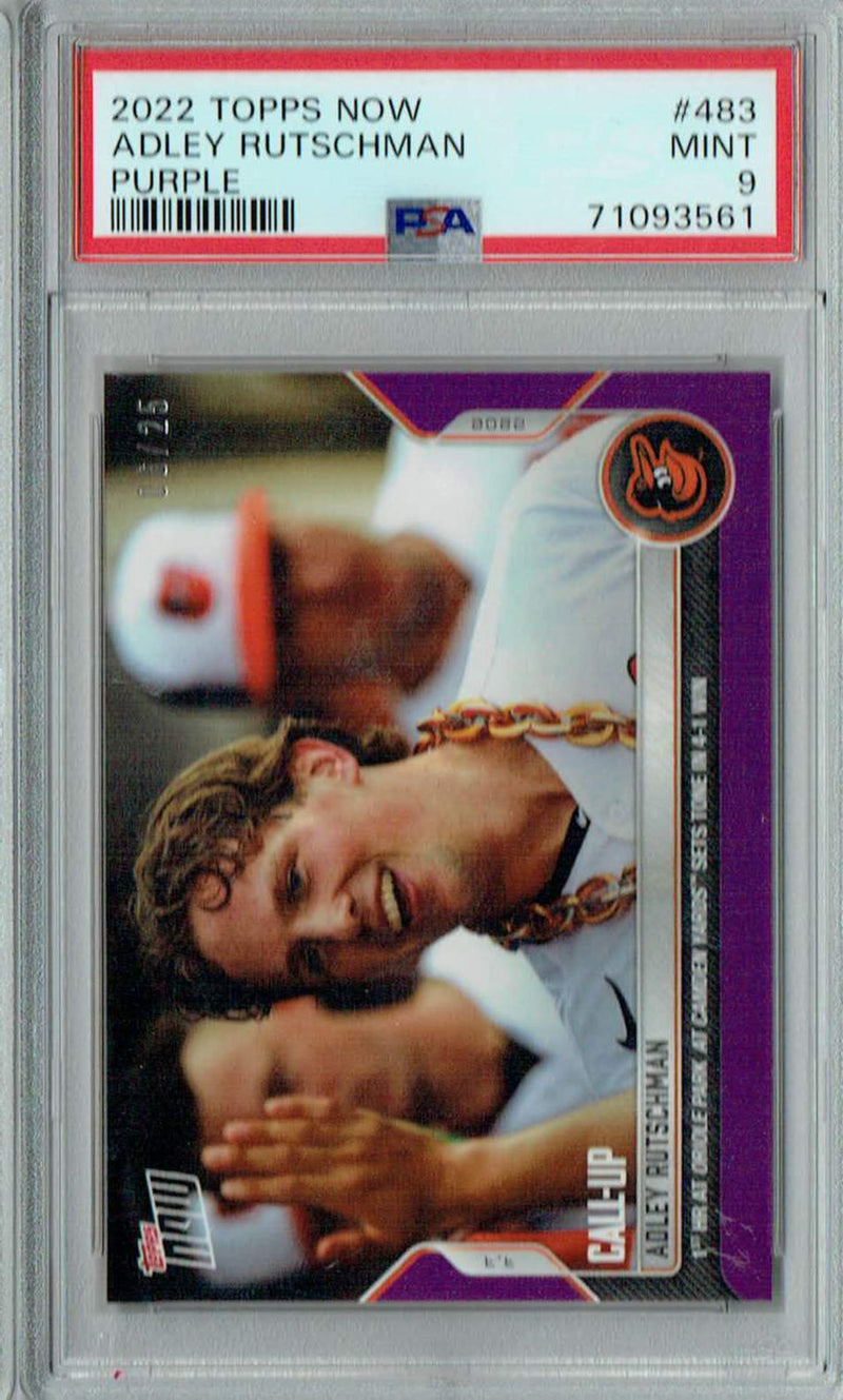 PSA 9 MINT Adley Rutschman 2022 Topps Now #483 Rookie Card Purple #6/25