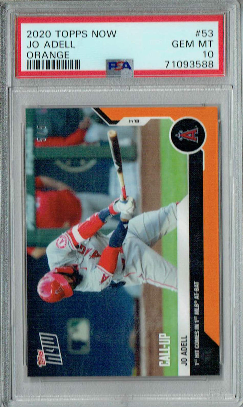 PSA 10 GEM-MT Jo Adell 2020 Topps Now #53 Rookie Card Orange 5/5 1st Hit!