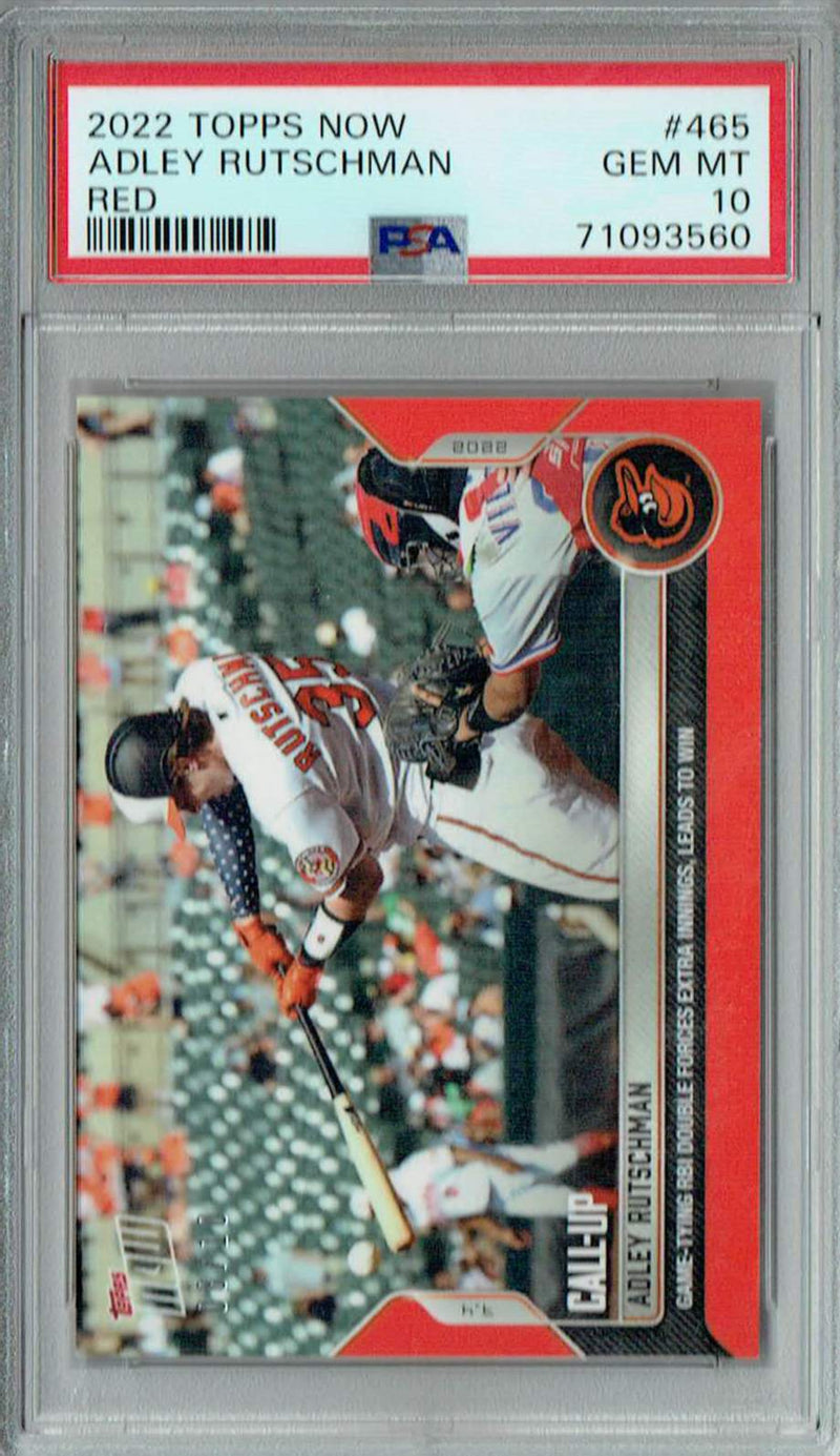 PSA 10 GEM-MT Adley Rutschman 2022 Topps Now #465 Rookie Card Red SP #8/10