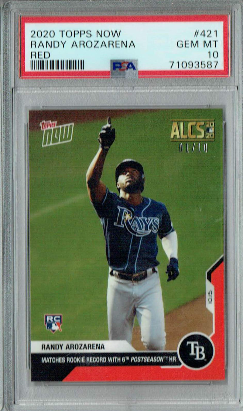 PSA 10 GEM-MT Randy Arozarena 2020 Topps Now #421 Rookie Card Red #1 of 10