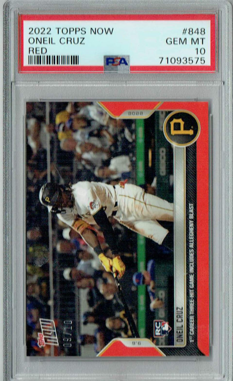 PSA 10 GEM-MT Oneil Cruz 2022 Topps Now #848 Rookie Card Red SP #9/10