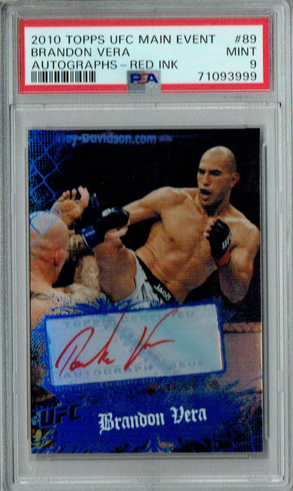 PSA 9 MINT Brandon Vera 2010 Topps UFC Main Event #89 Rare Trading Card Auto-Red Ink