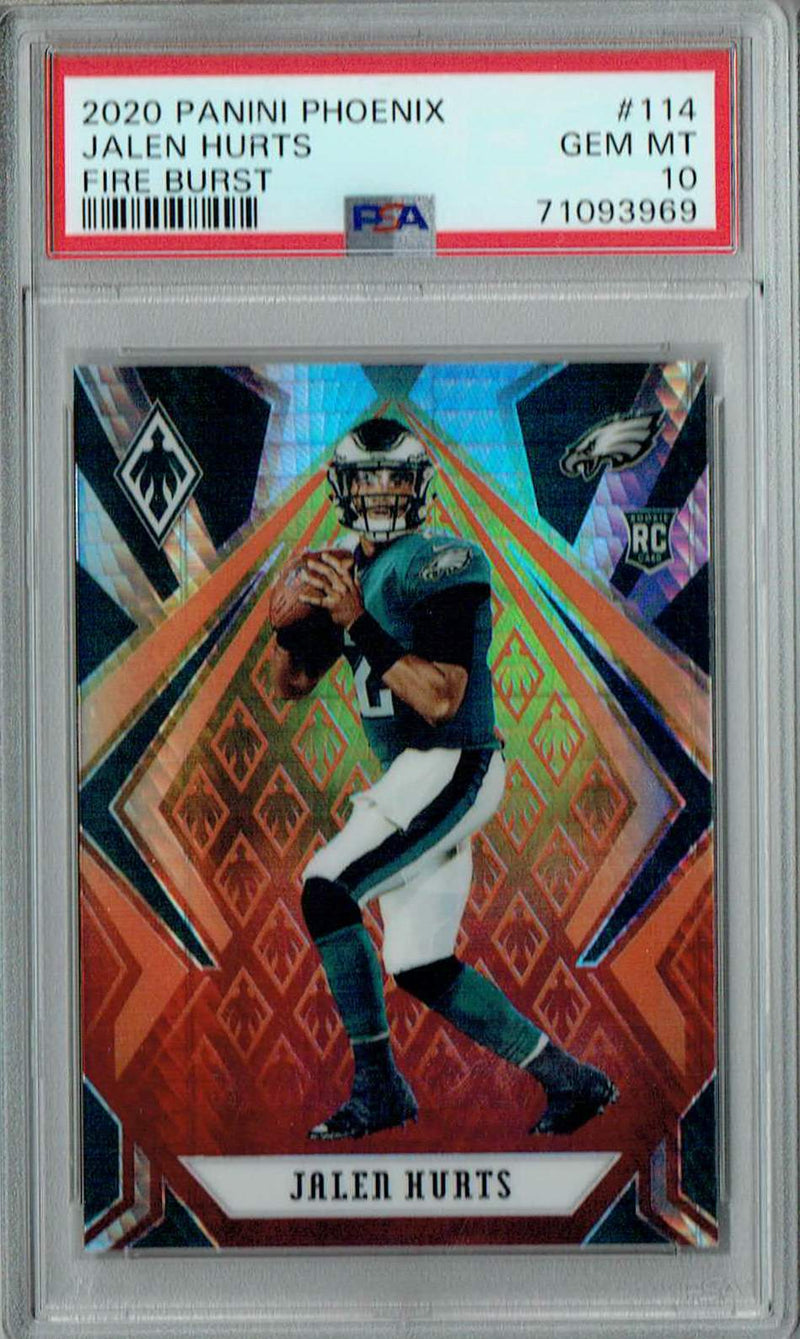 PSA 10 GEM-MT Jalen Hurts 2020 Panini Phoenix #114 Rookie Card Fire Burst