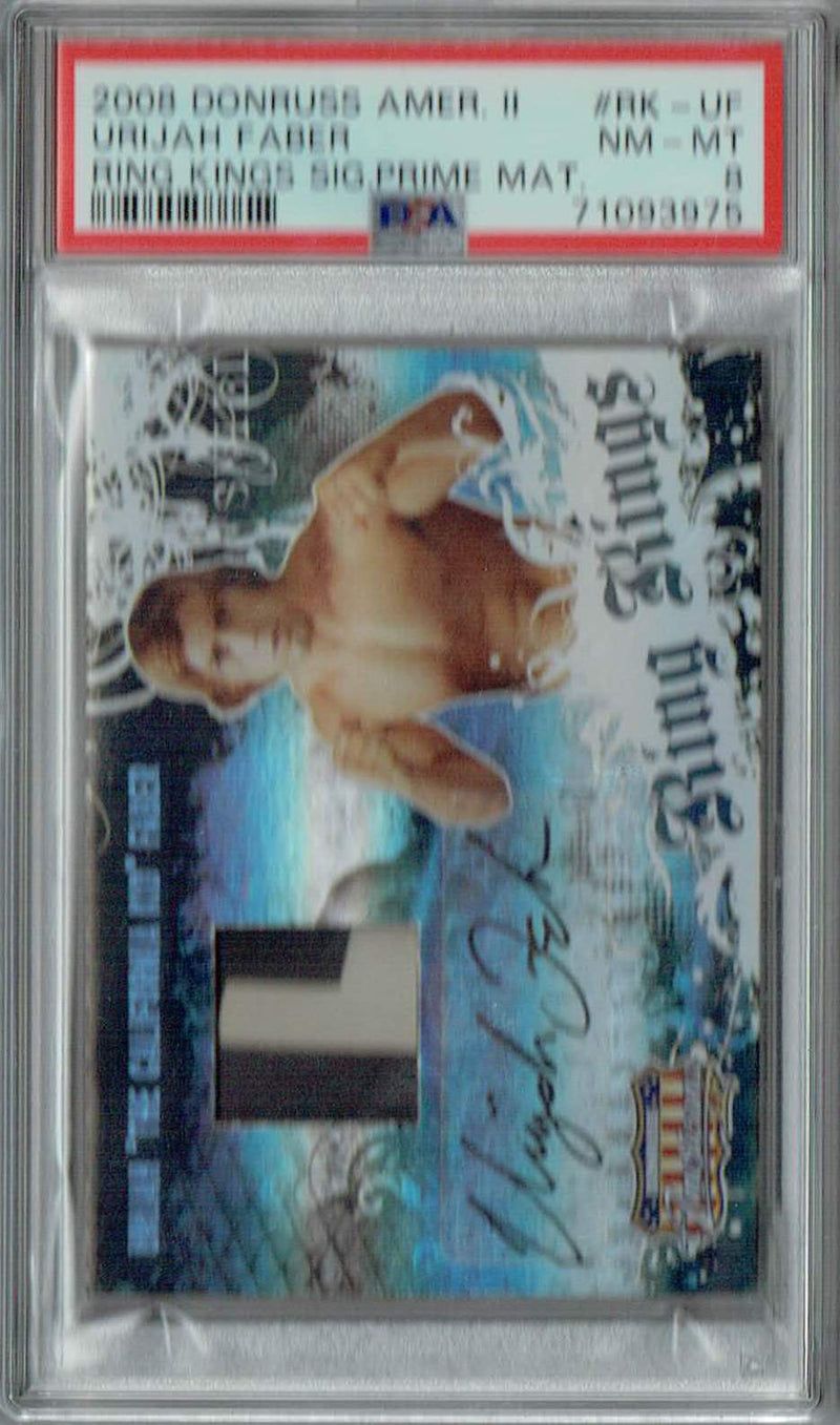 PSA 8 Urijah Faber 2008 Donruss Americana #RK-UF Rookie Card Prime Mat #26/100