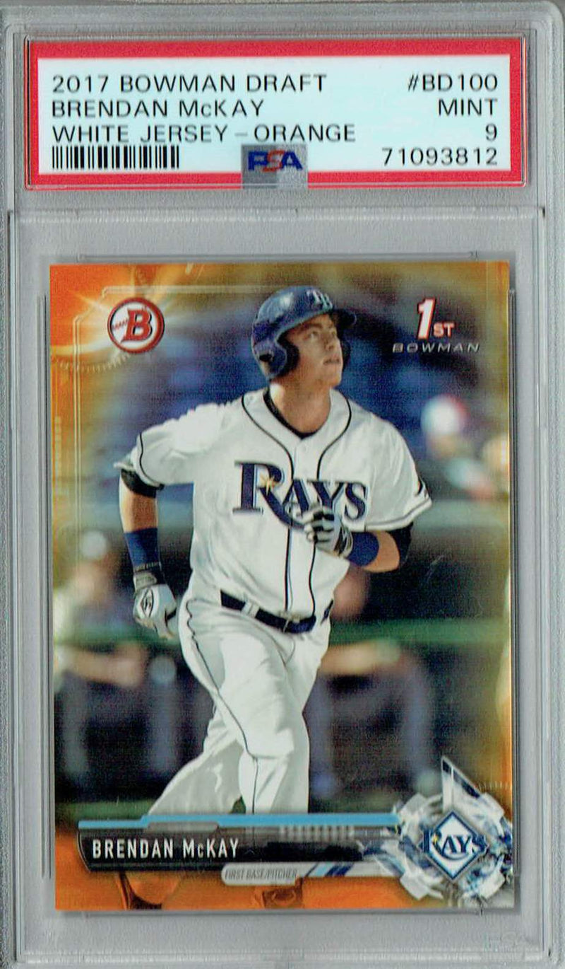 PSA 9 Brendan McKay 2017 Bowman Draft #BD100 Rookie Card White Jersey-Orange