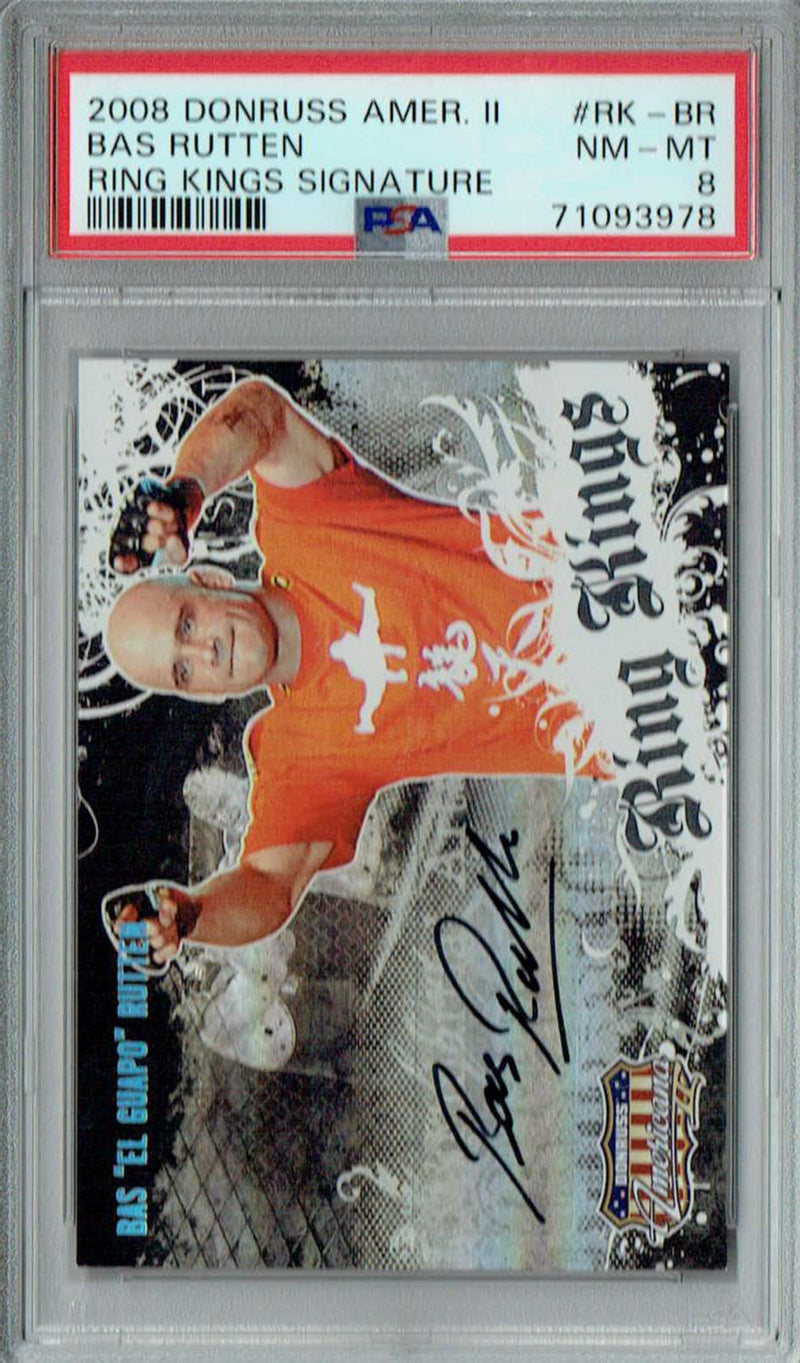 PSA 8 Bas Rutten 2008 Donruss Americana #RK-BR Rookie Card Auto 450 Made