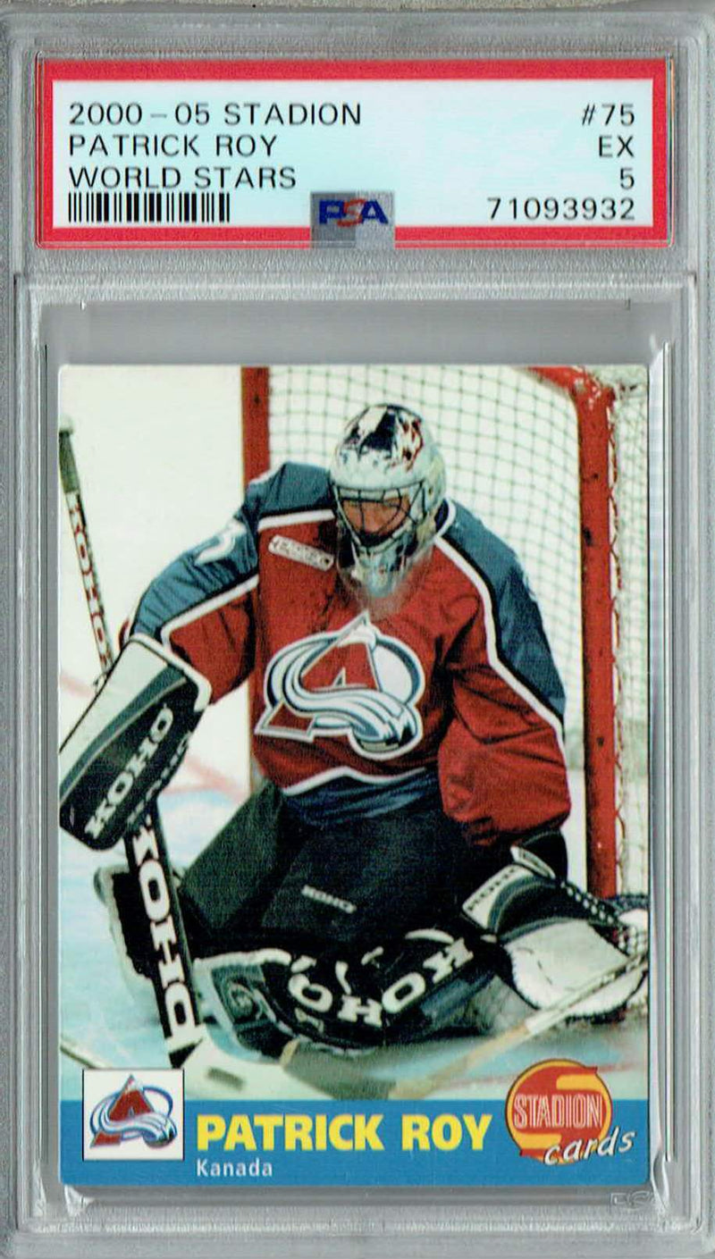 PSA 5 EX Patrick Roy 2000-05 Stadion #75 Rare Trading Card World Stars