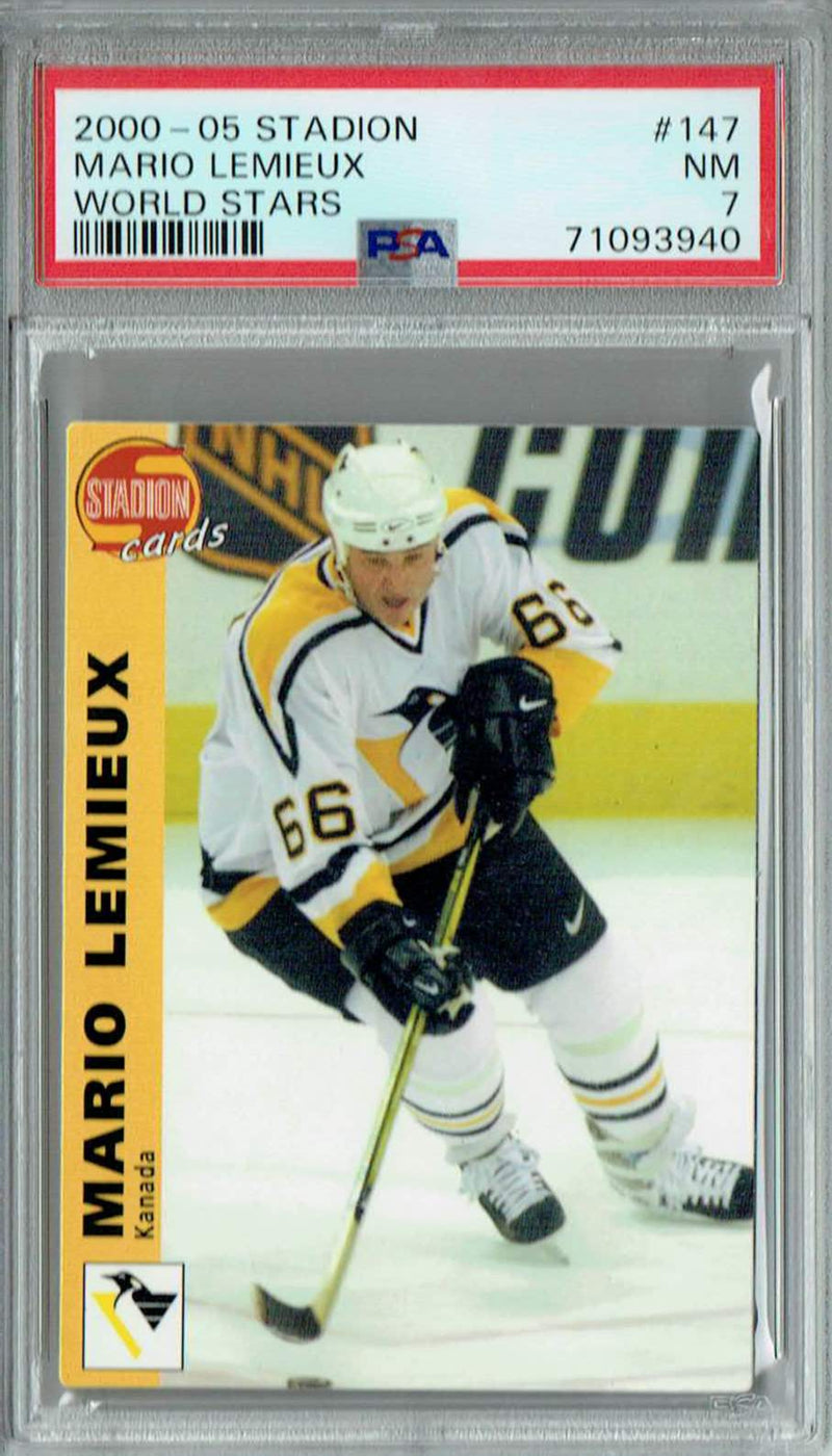 PSA 7 NM Mario Lemieux 2000-05 Stadion #147 Rare Trading Card World Stars
