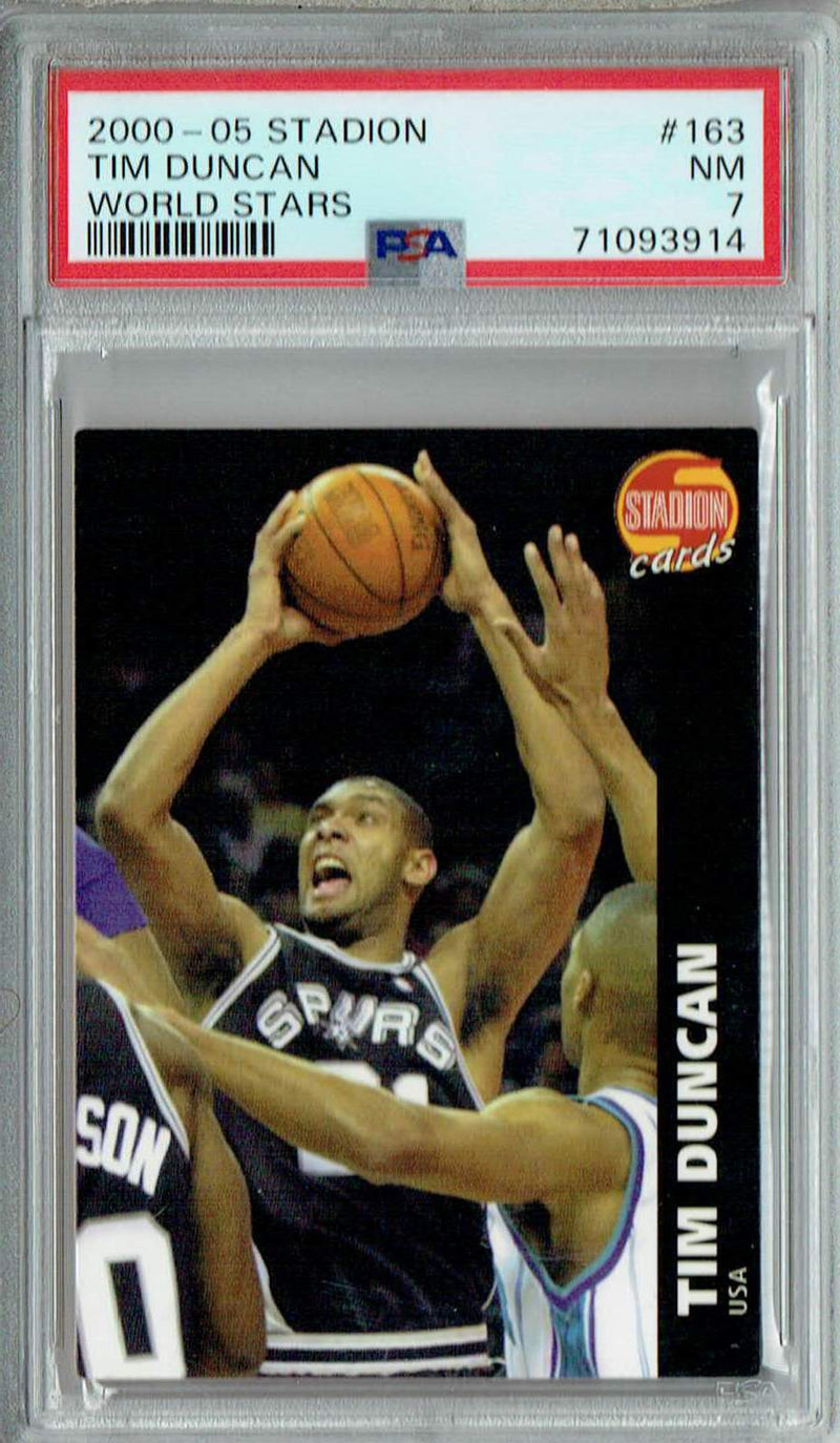 PSA 7 NM Tim Duncan 2000-05 Stadion #163 Rare Trading Card World Stars