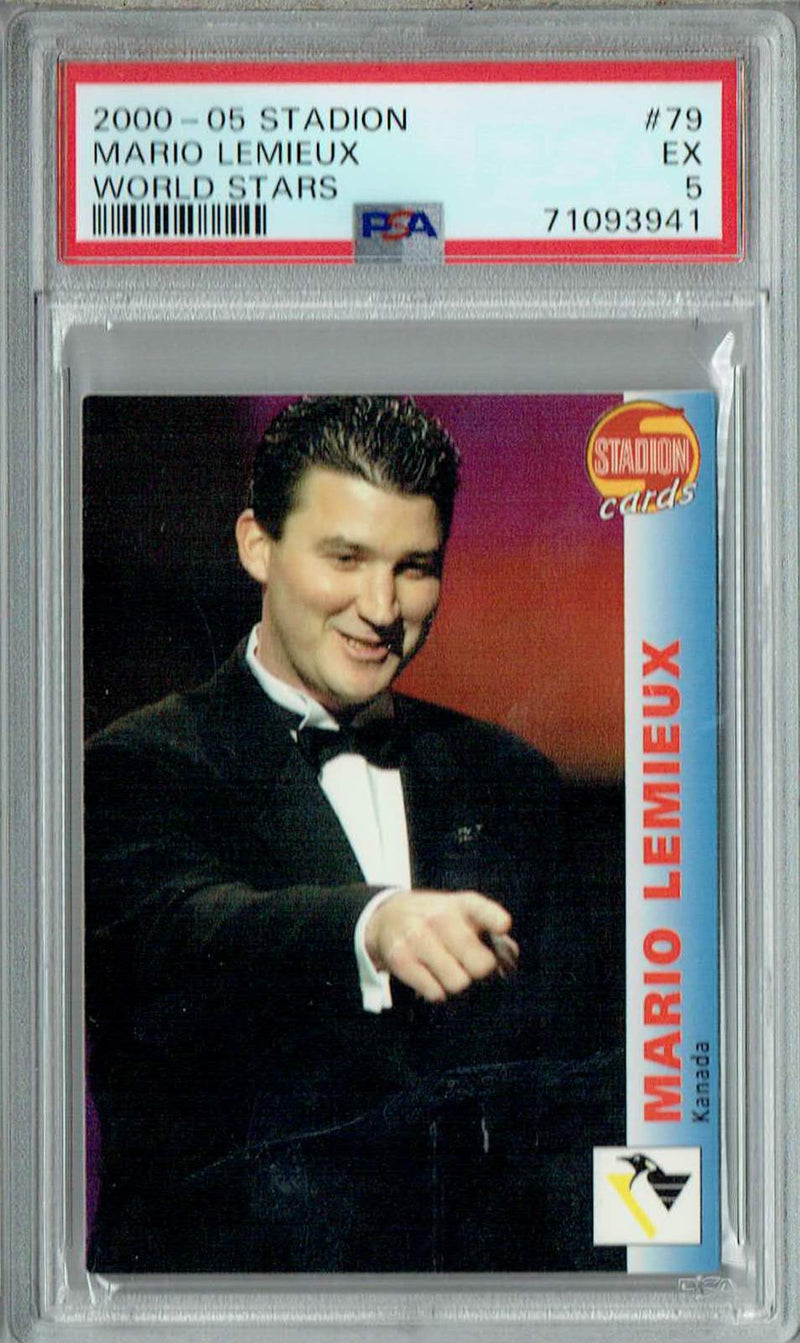 PSA 5 EX Mario Lemieux 2000-05 Stadion #79 Rare Trading Card World Stars
