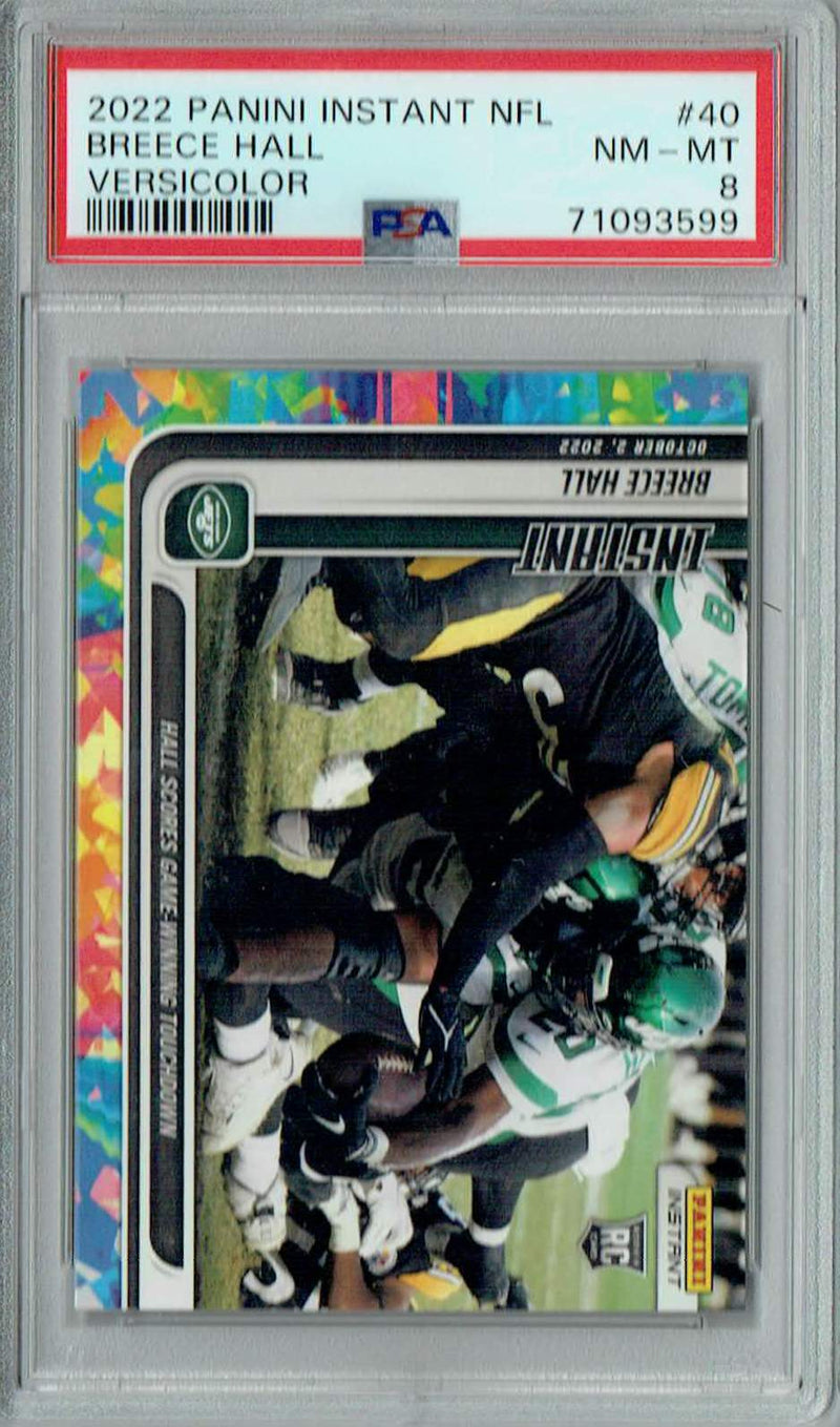 PSA 8 Breece Hall 2022 Panini Instant NFL #40 Rookie Card Versicolor 5 Made