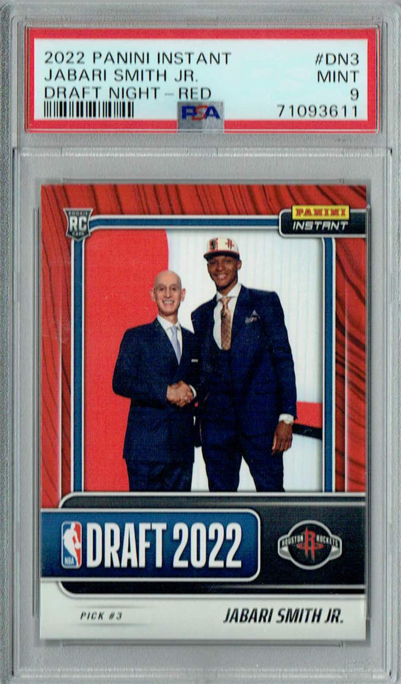 PSA 9 Jabari Smith 2022 Panini Instant DN3 Rookie Card Draft Night-Red 25 Made