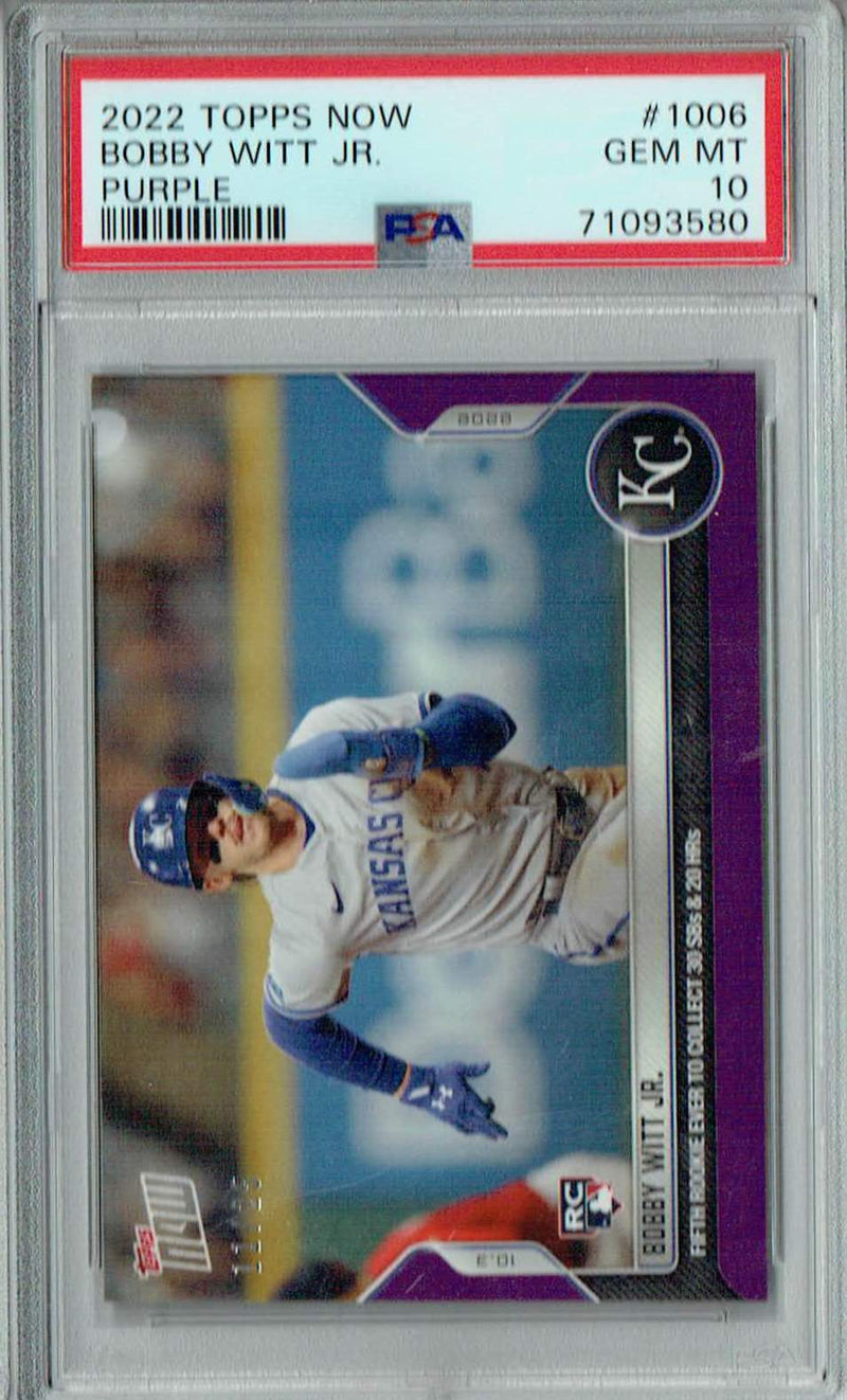 PSA 10 GEM-MT Bobby Witt Jr. 2022 Topps Now #1006 Rookie Card Purple #11/25