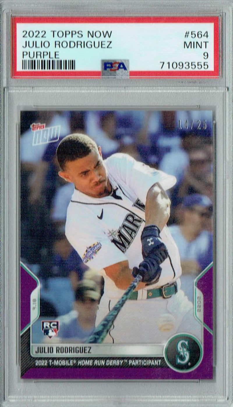PSA 9 MINT Julio Rodriguez 2022 Topps Now #564 Rookie Card Purple #14/25