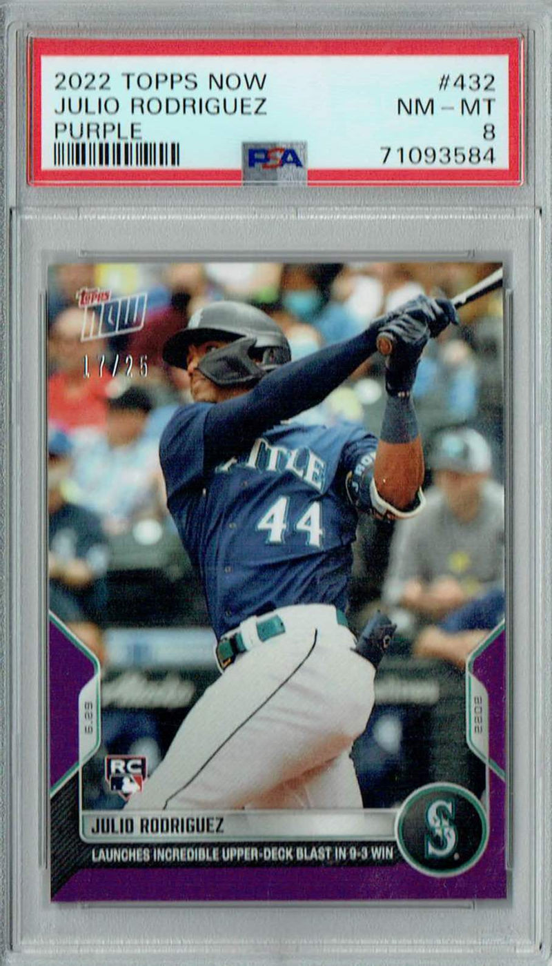 PSA 8 NM-MT Julio Rodriguez 2022 Topps Now #432 Rookie Card Purple #17/25