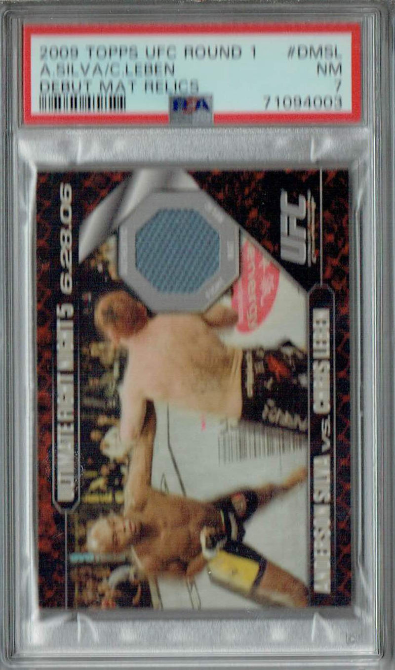 PSA 7 Anderson Silva 2009 Topps UFC Round 1 #DMSL Rookie Card Debut Mat Relics