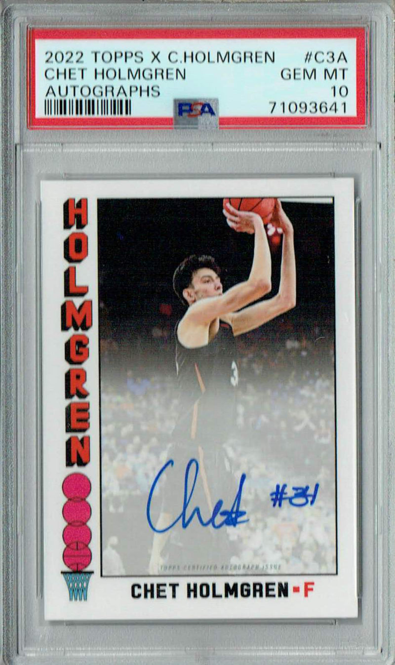 PSA 10 GEM-MT Chet Holmgren 2022 Topps X #C3A Rookie Card #66/99 Auto