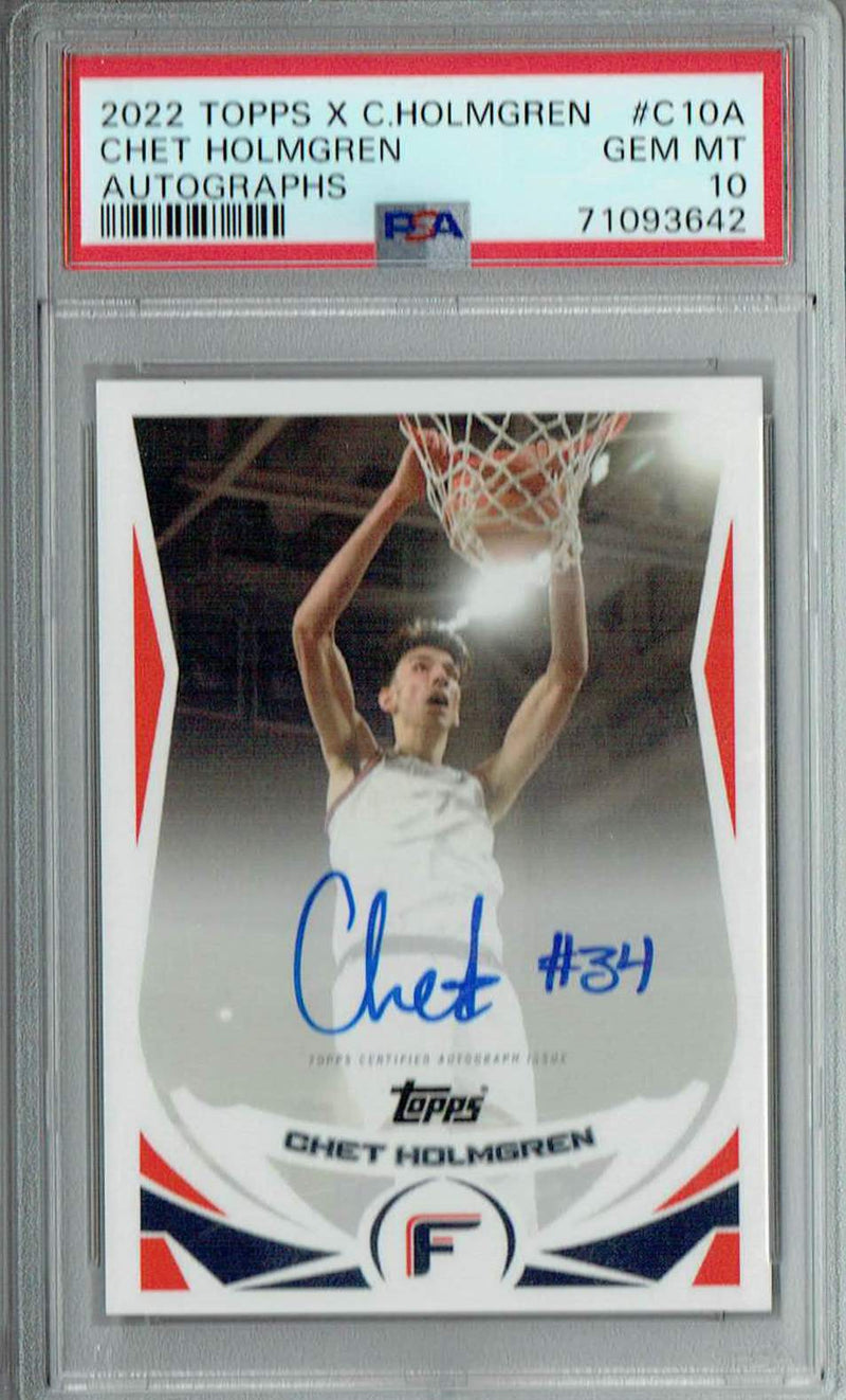 PSA 9 MINT Chet Holmgren 2022 Topps X #C10A Rookie Card Auto #63/99