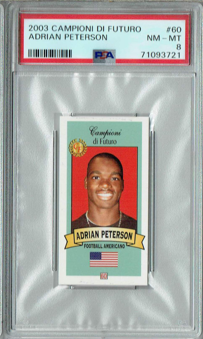 PSA 8 NM-MT Adrian Peterson 2003 Campioni Futuro #60 Rookie Card Red Back