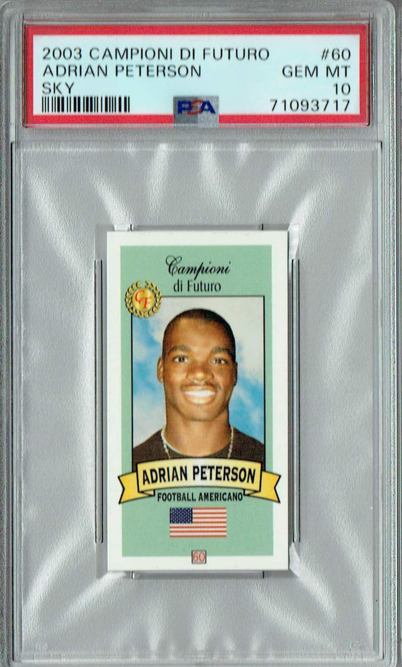 PSA 10 GEM-MT Adrian Peterson 2003 Campioni Futuro #60 Rookie Card Blue Sky SP
