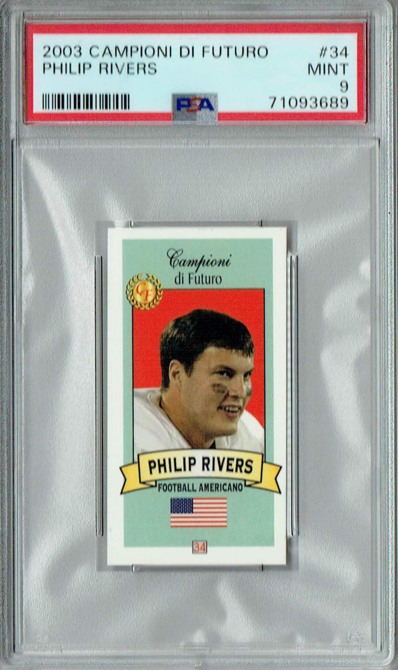 PSA 9 MINT Philip Rivers 2003 Campioni Futuro #34 Rookie Card Low Pop