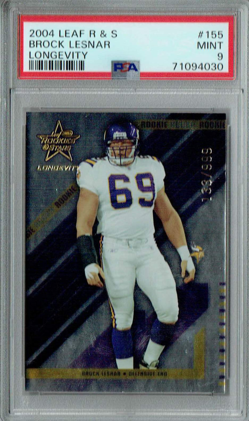 PSA 9 Brock Lesnar 2004 Leaf Rookies & Stars #155 Rookie Card Longevity #138/999