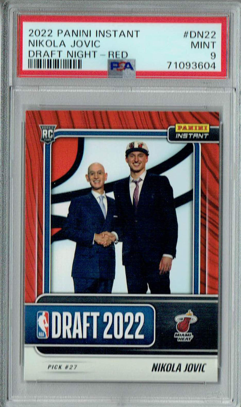 PSA 9 MINT Nikola Jovic 2022 Panini Instant #DN22 Rookie Card Draft Night-Red 25 Made