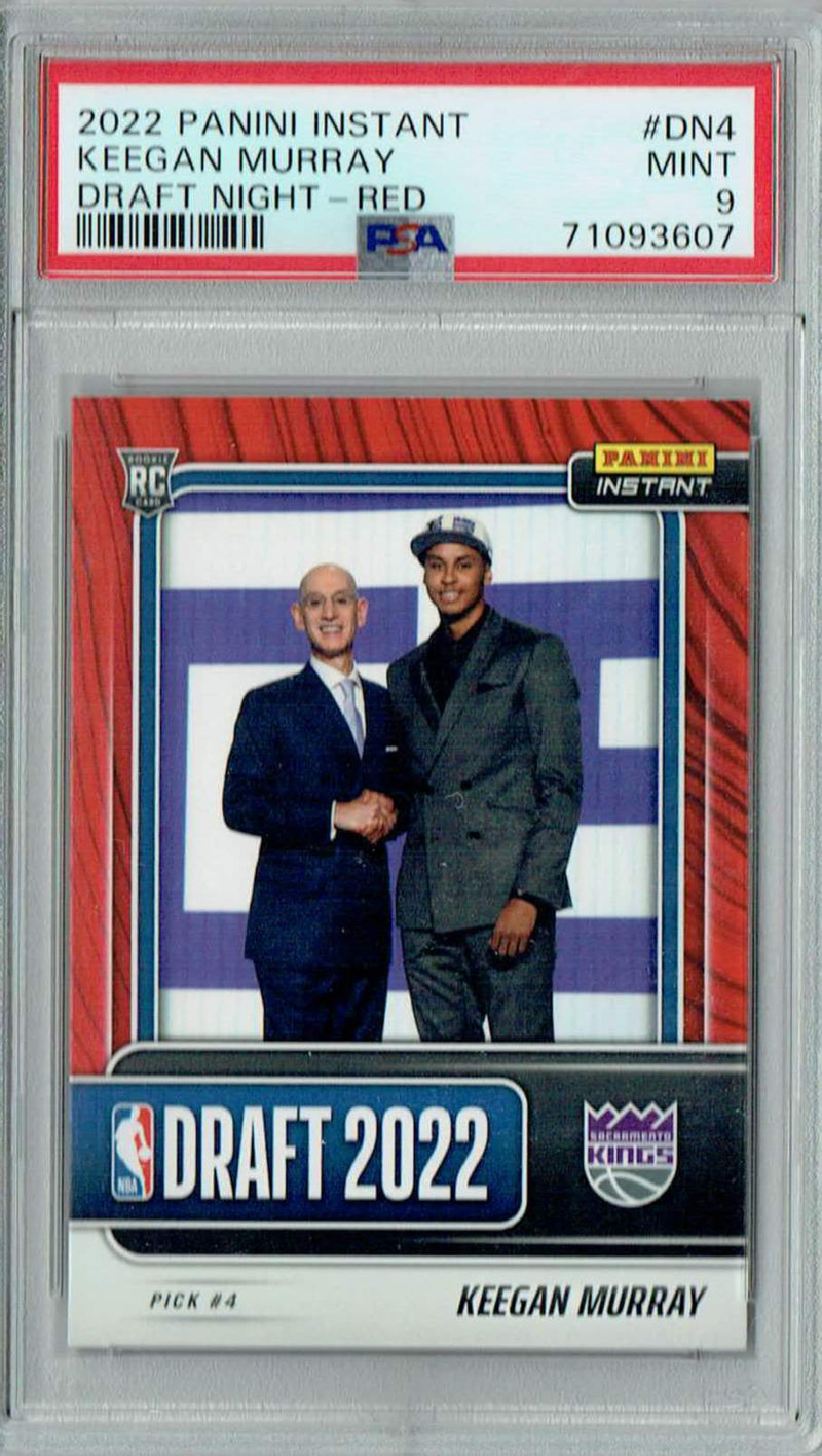 PSA 9 Keegan Murray 2022 Panini Instant DN4 Rookie Card Draft Night-Red 25 Made