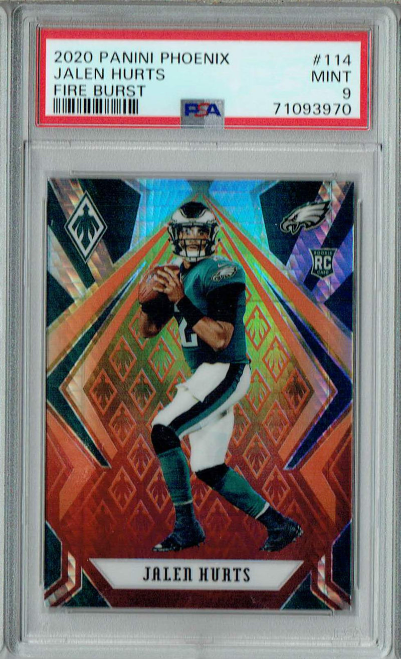 PSA 9 MINT Jalen Hurts 2020 Panini Phoenix #114 Rookie Card Fire Burst