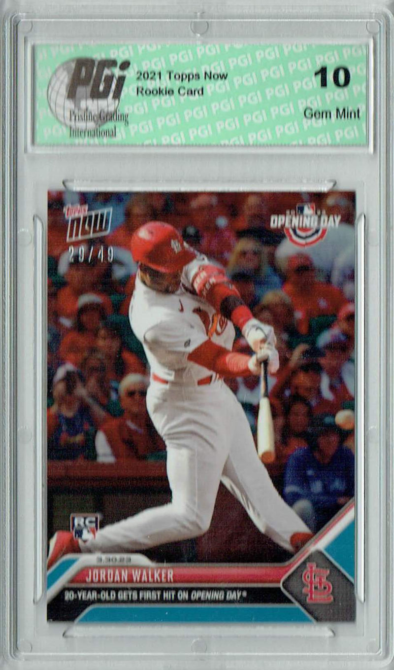 Jordan Walker 2023 Topps Now  #7 Opening Day Blue SP 29/49 Rookie Card PGI 10