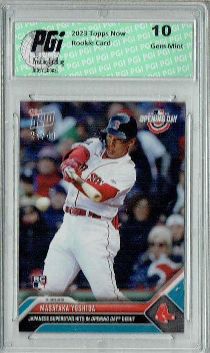 Masataka Yoshida 2023 Topps Now  #5 Opening Day Blue SP 24/29 Rookie Card PGI 10
