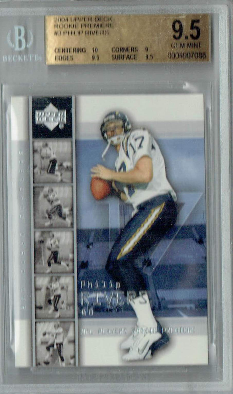 BGS 9.5 Philip Rivers 2004 Upper Deck #3 Rookie Card Rookie Premiere