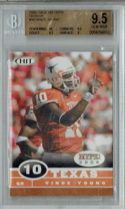 BGS 9.5 Vince Young 2006 Sage Hit Hype #10 Rookie Card Glossy