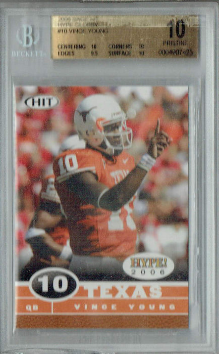 BGS 10 Vince Young 2006 Sage Hit Hype #10 Rookie Card Glossy