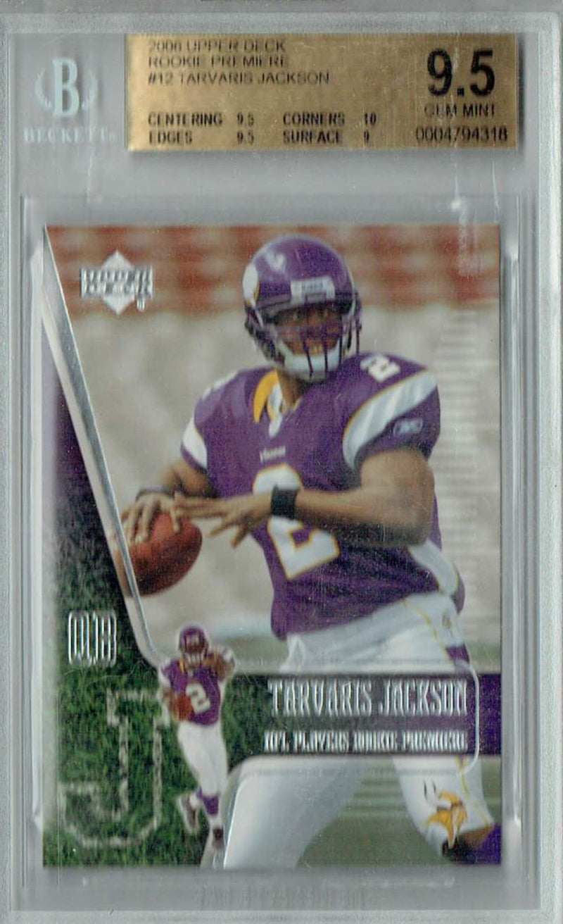 BGS 9.5 Tavaris Jackson 2006 Upper Deck #12 Rookie Card Rookie Premiere