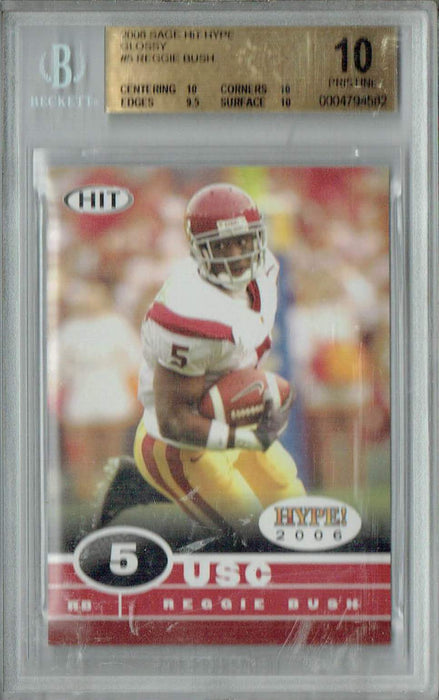 BGS 10 Reggie Bush 2006 Sage Hit Hype #5 Rookie Card Glossy