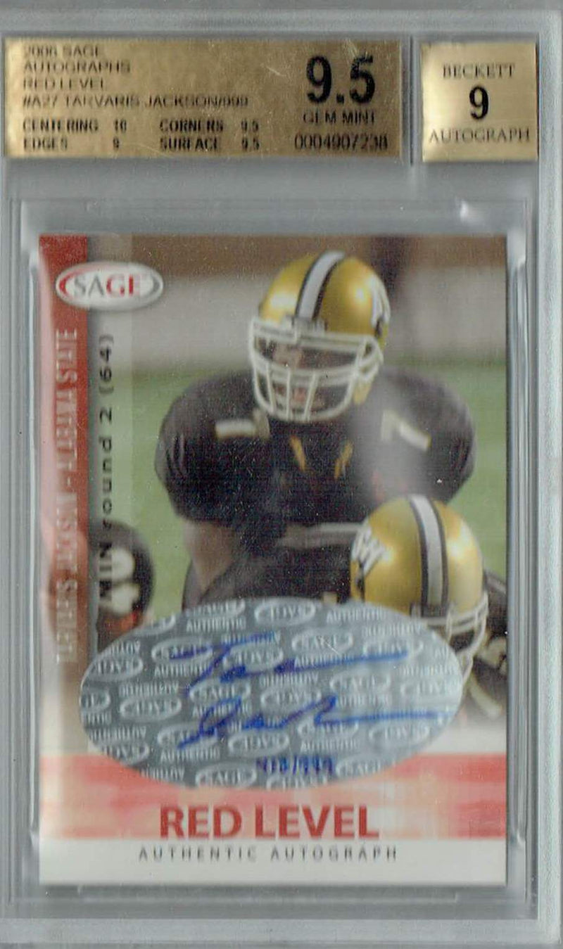 BGS 9.5 Tavaris Jackson 2006 Sage #A27 Rookie Card Auto Red Level